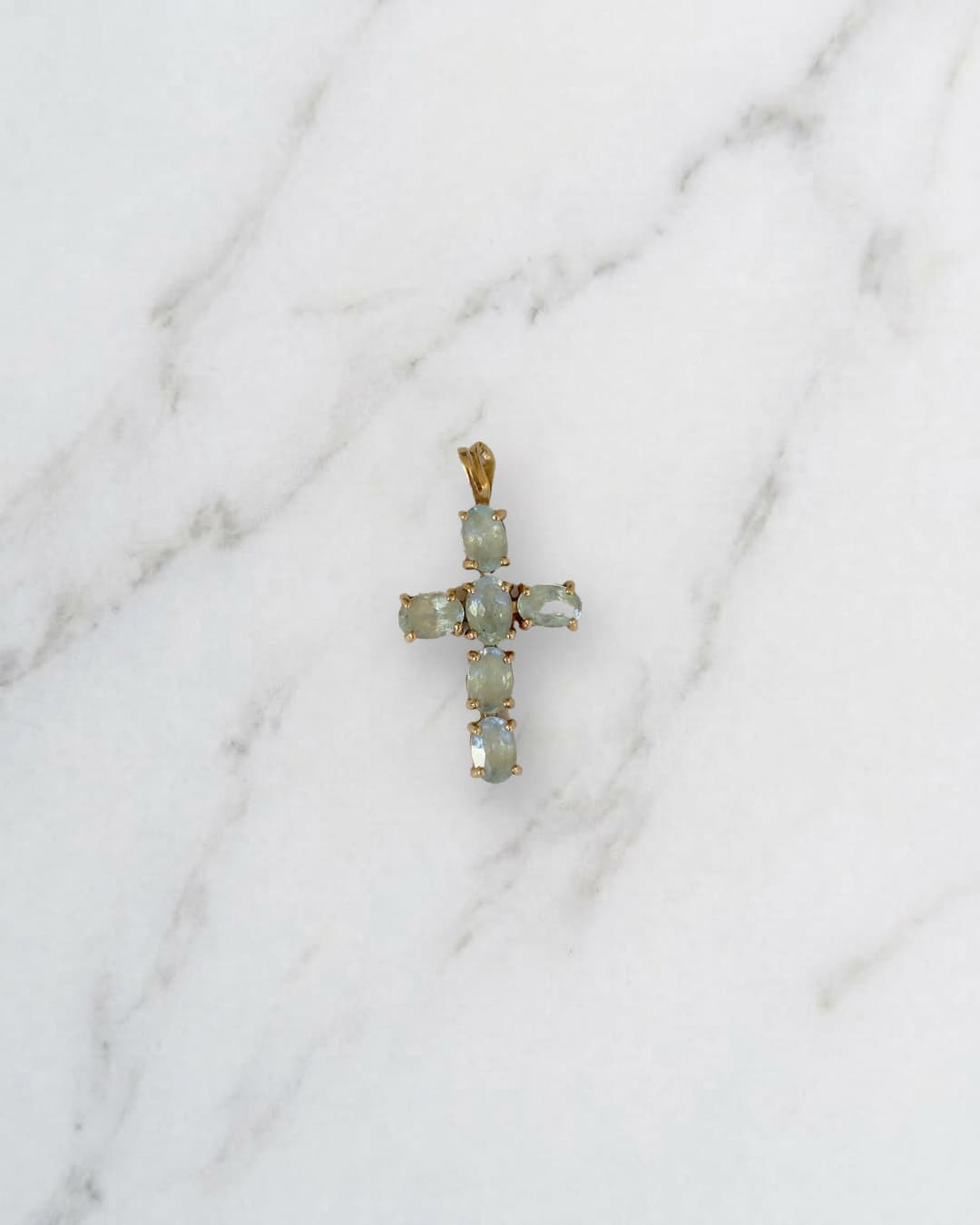 Aquamarine cross pendant