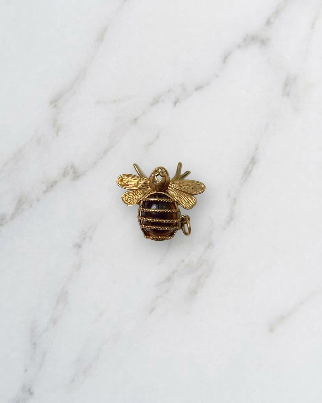 Tiger's eye bee charm